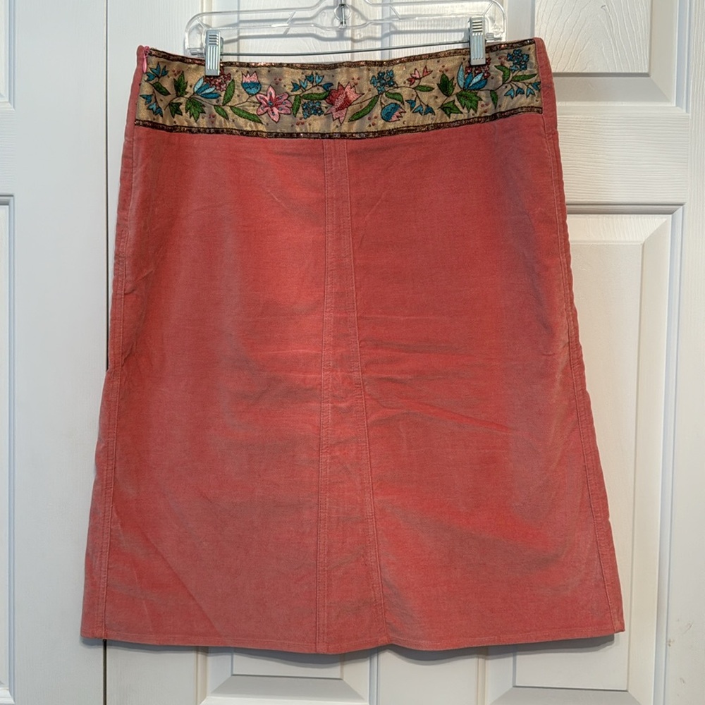 Polli Says | Velvet  Embroidered Midi  Skirt Size 10
